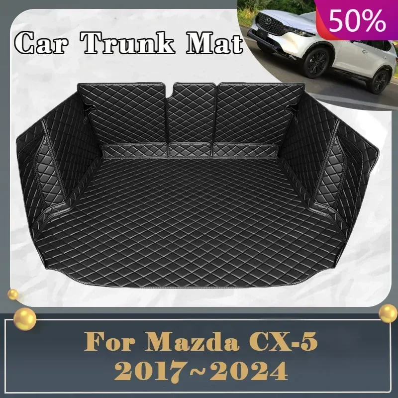 Car Trunk Mat For Mazda CX-5 CX5 CX 5 KF 2017~2024 Dirt-resistant Fully Trunk Mat Luxury Rear Cargo Tray Car Accessories 2023