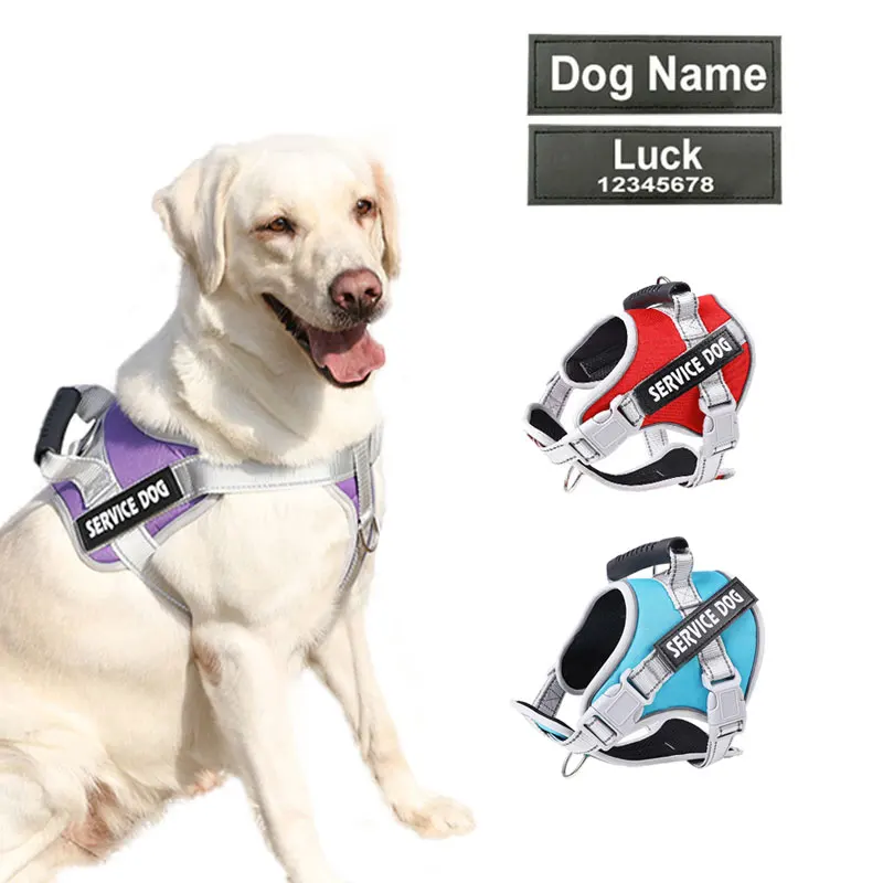 

Personalized Name Dog Harness Service Dog Adjustable Labrador Dog Harness Reflective For Large Dogs Dog Walking Accessories