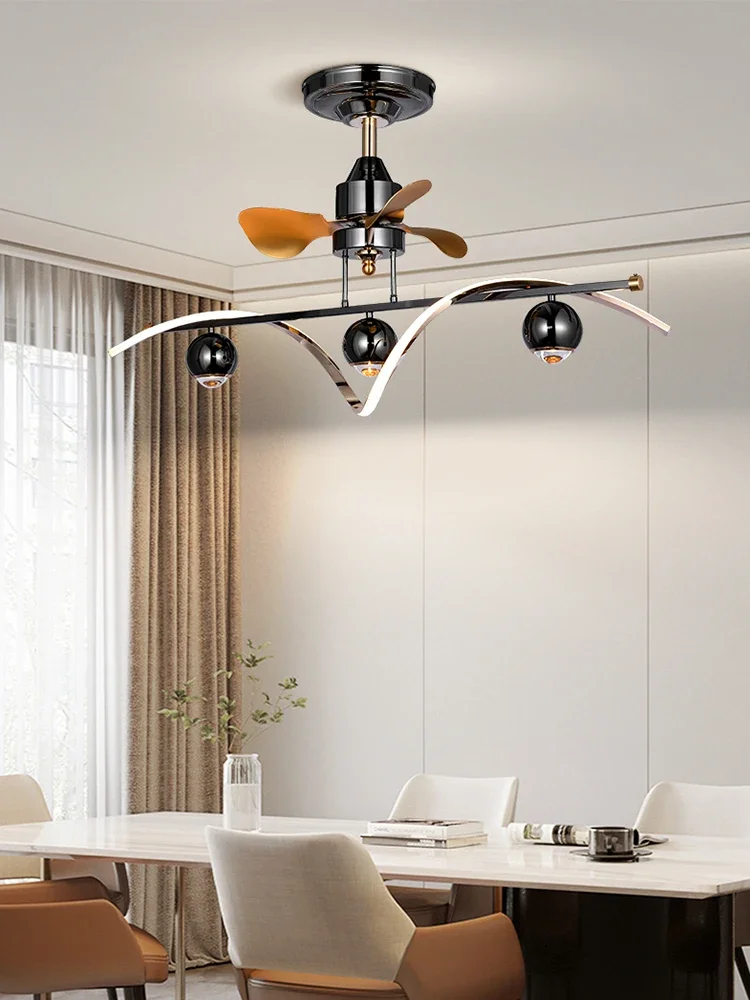 

Fan chandelier restaurant modern fan light ceiling fan light study Nordic creative light luxury dining room tea table