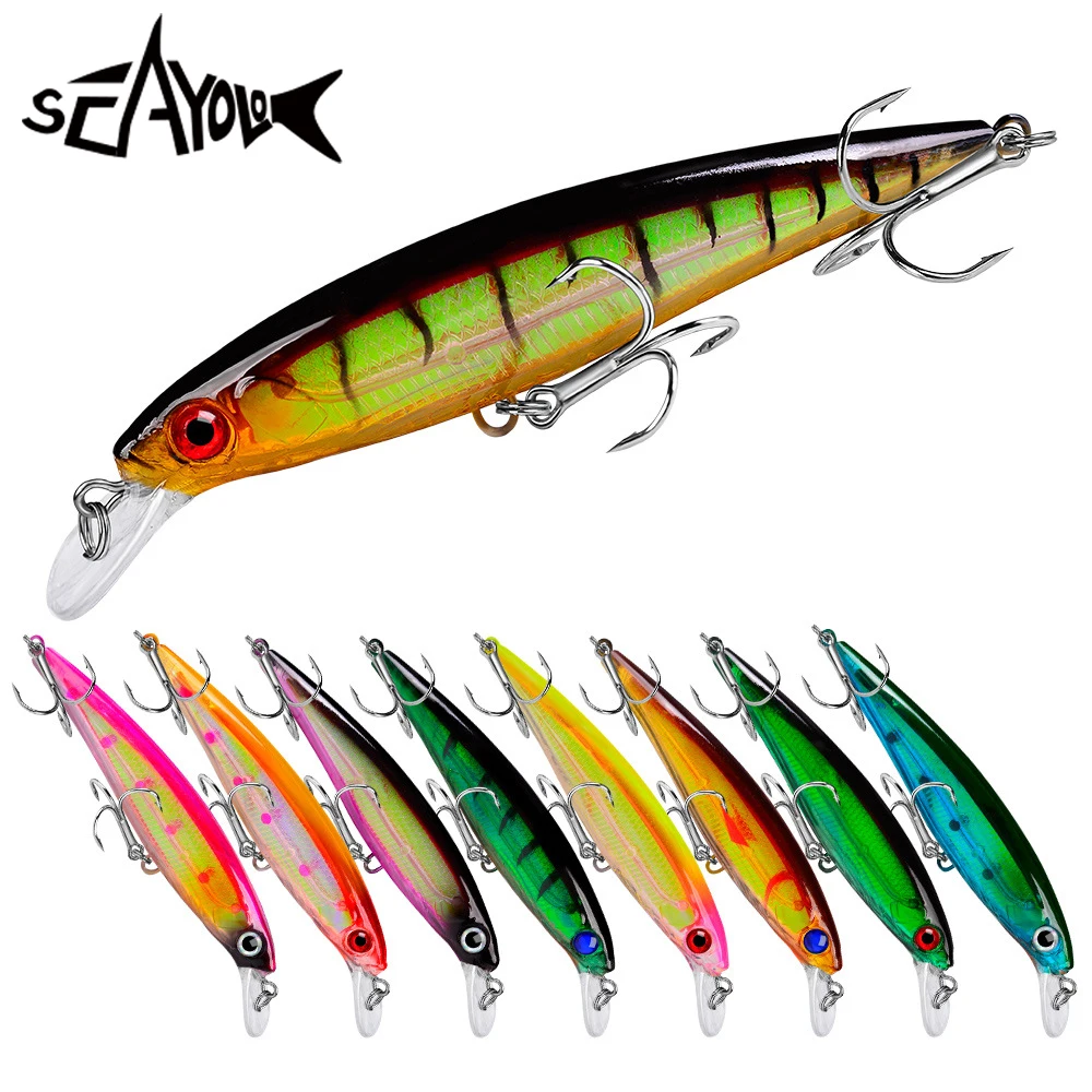 Sea.YoLo Floating Minnow Lure Bass Fishing Bait 11cm13.4g 3D Eye Crankbait Wobbler Hard Bait Fishing Tackle For Reservoir Pond