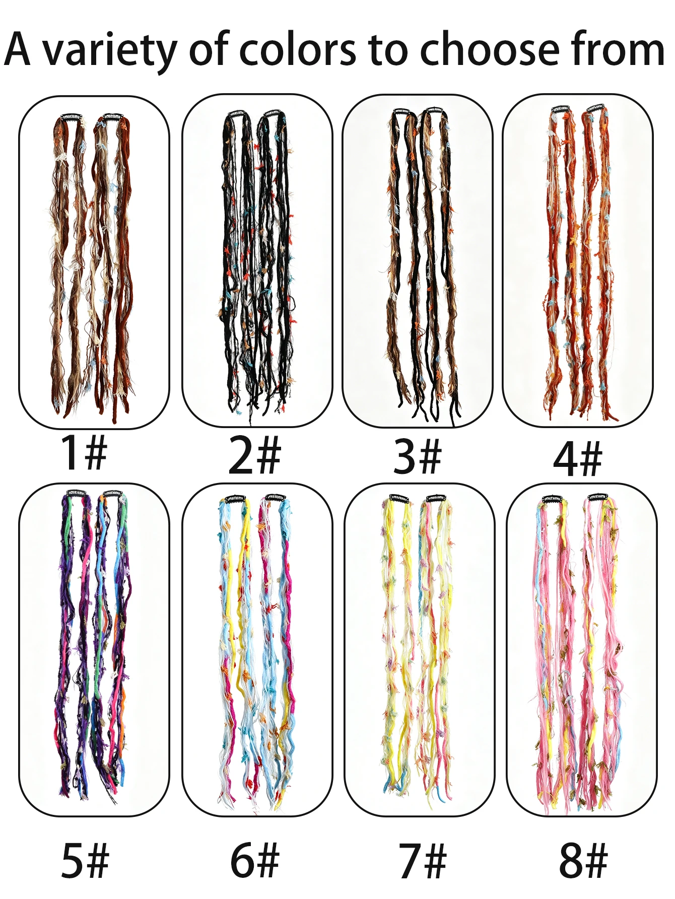 

Colorful 24 Inch Hand Woven Braiding Hair Extensions Hair Clip In Natural Hair Dreadlock Hair Pieces Bohemian Hair Accessories