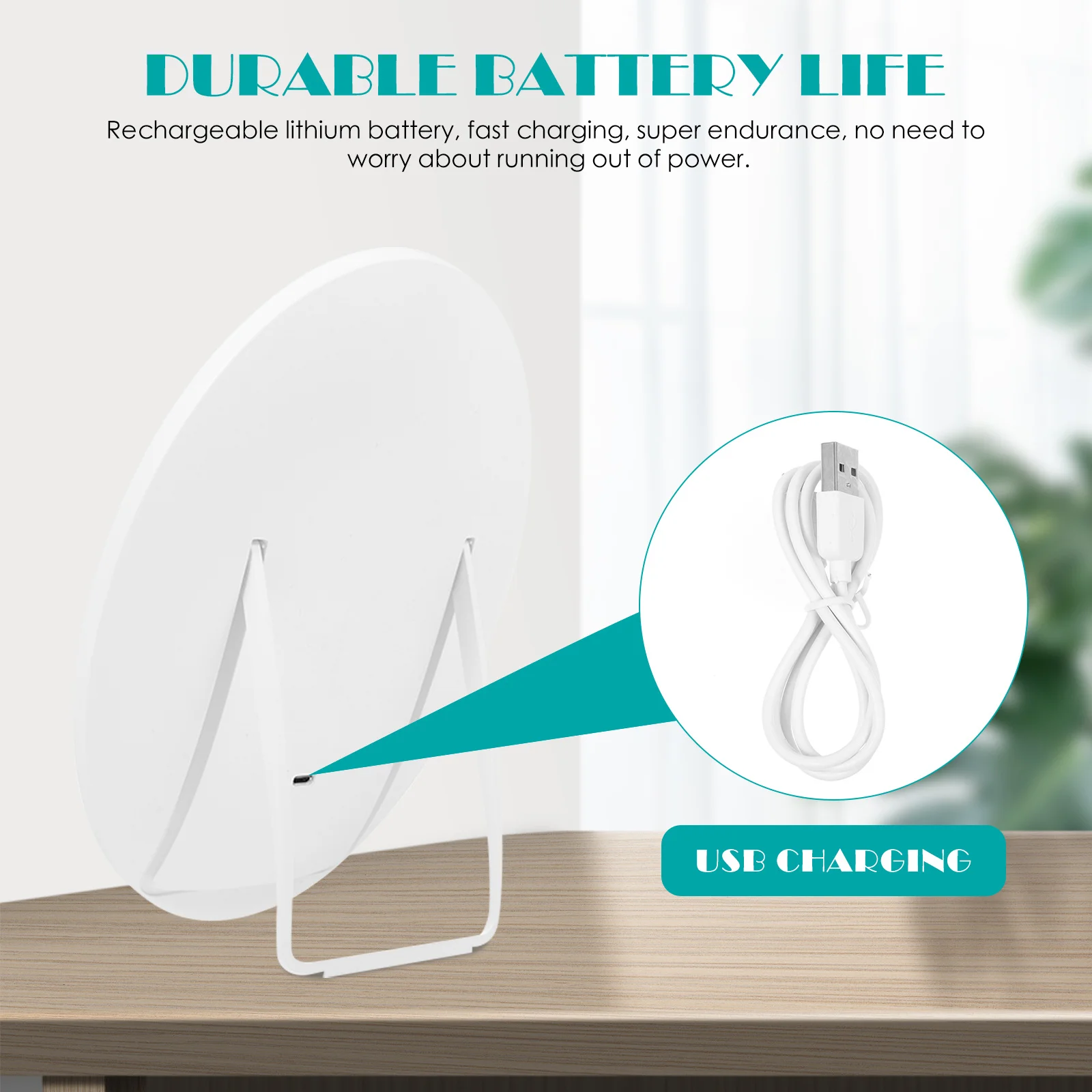 

1Set Desktop Makeup Mirror LED Touch Control Portable Clear Reflective Surface Stable Base LED Mirror