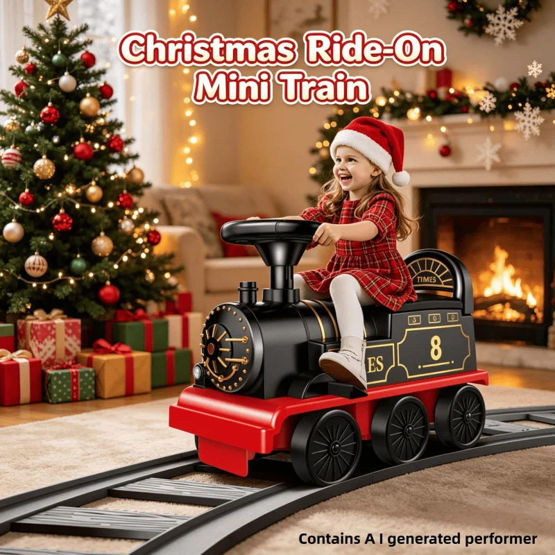 Kid electric train toy portable little train  track that runs on with classic train carriages baby walker kid stroller toy gifts