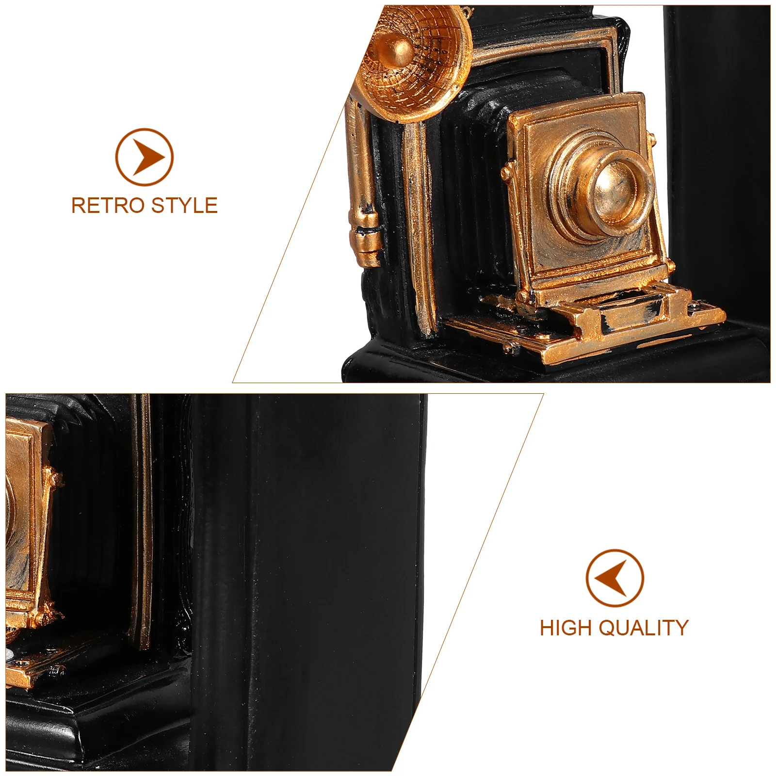 

1Pair Decorative Bookends Resin Study Organizer Retro Style Creative Design for Home Office Library Tabletop Book Holder Decor