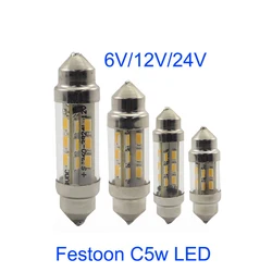 4 adet 6V 12v 24V C5W C10W LED tekne araba Festoon Semaphore oto plaka işıklar okuma ampuller