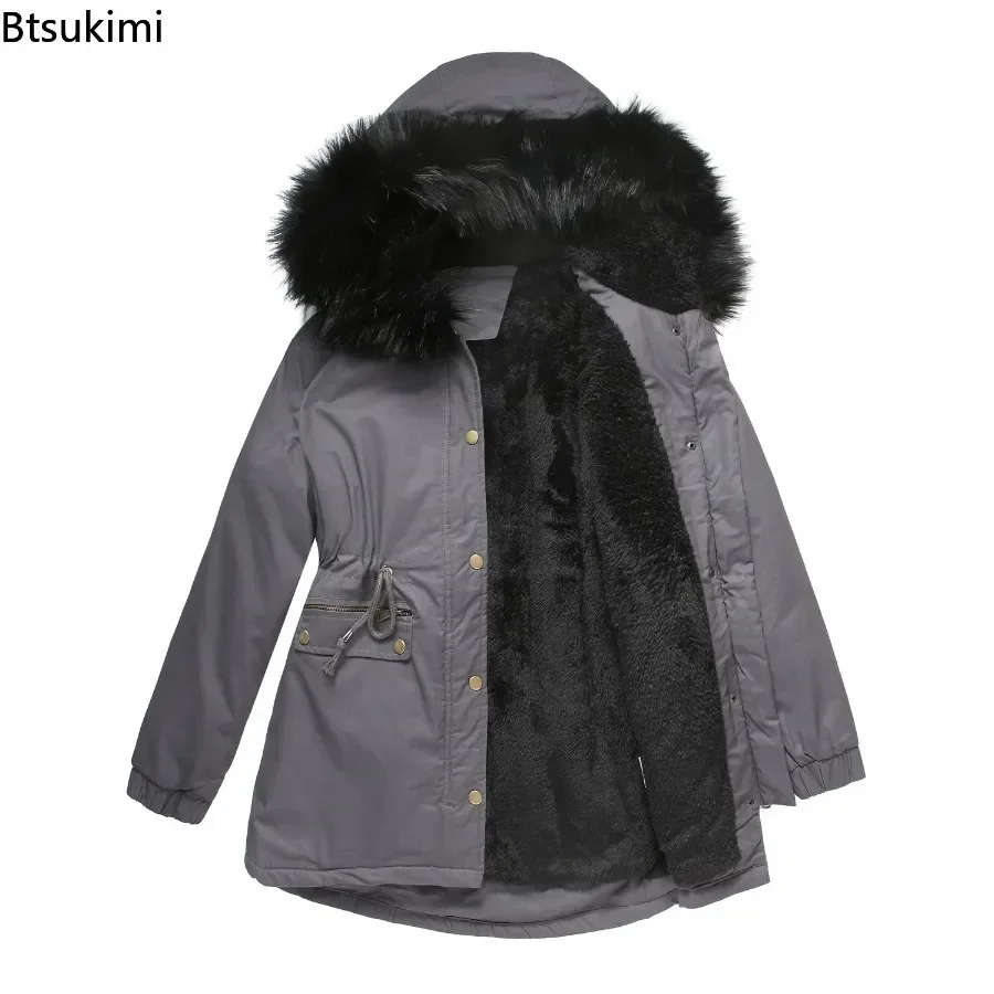 2025 Women's Thick Warm Parka Oversized Autumn Winter Plush Cotton Jacket Coat with Fur Collar Female Hooded Warm Jacket S-4XL