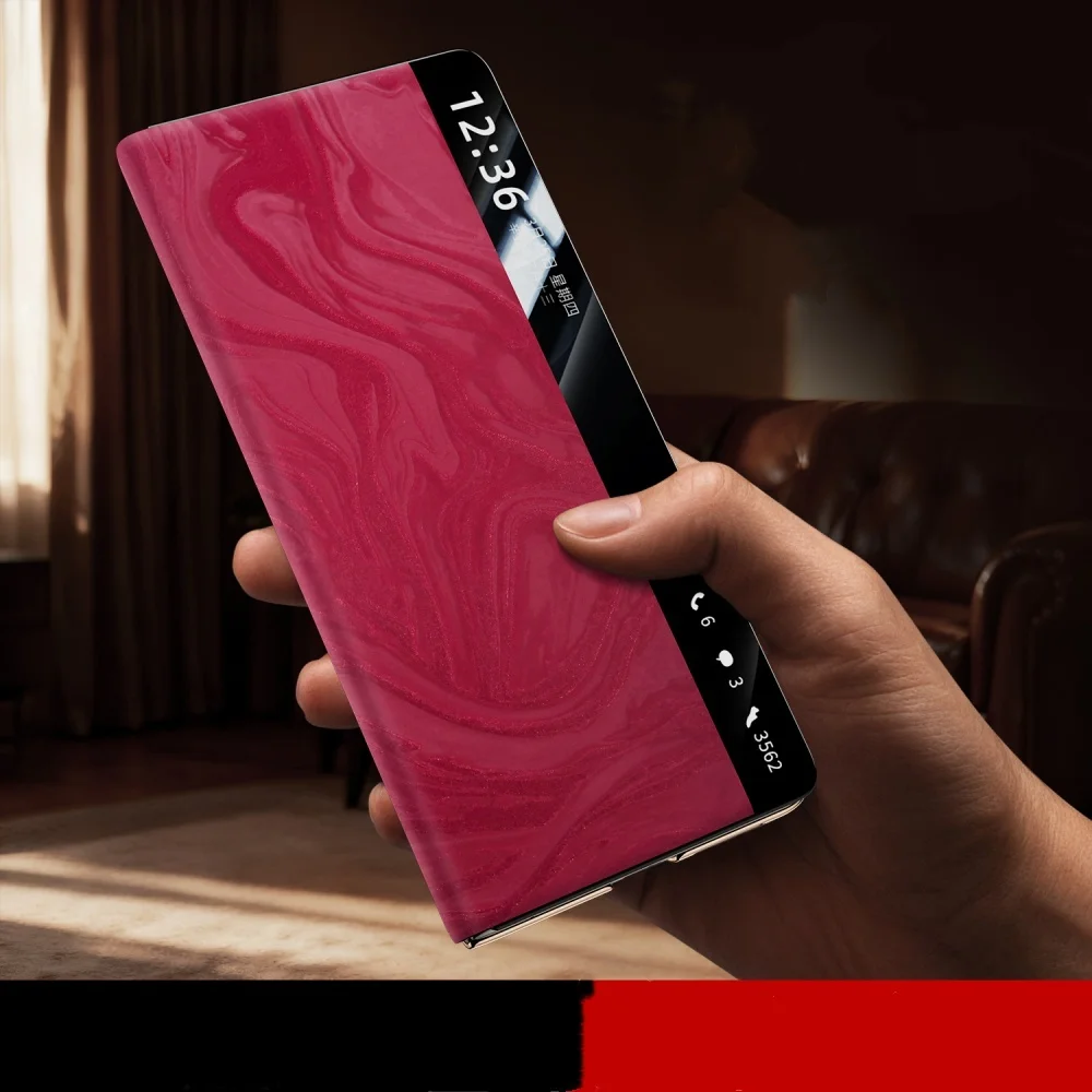 

Премиальный кожаный чехол-флип цвета «китайский красный» для Huawei Mate X7 X6 X5 X3, деловой стиль