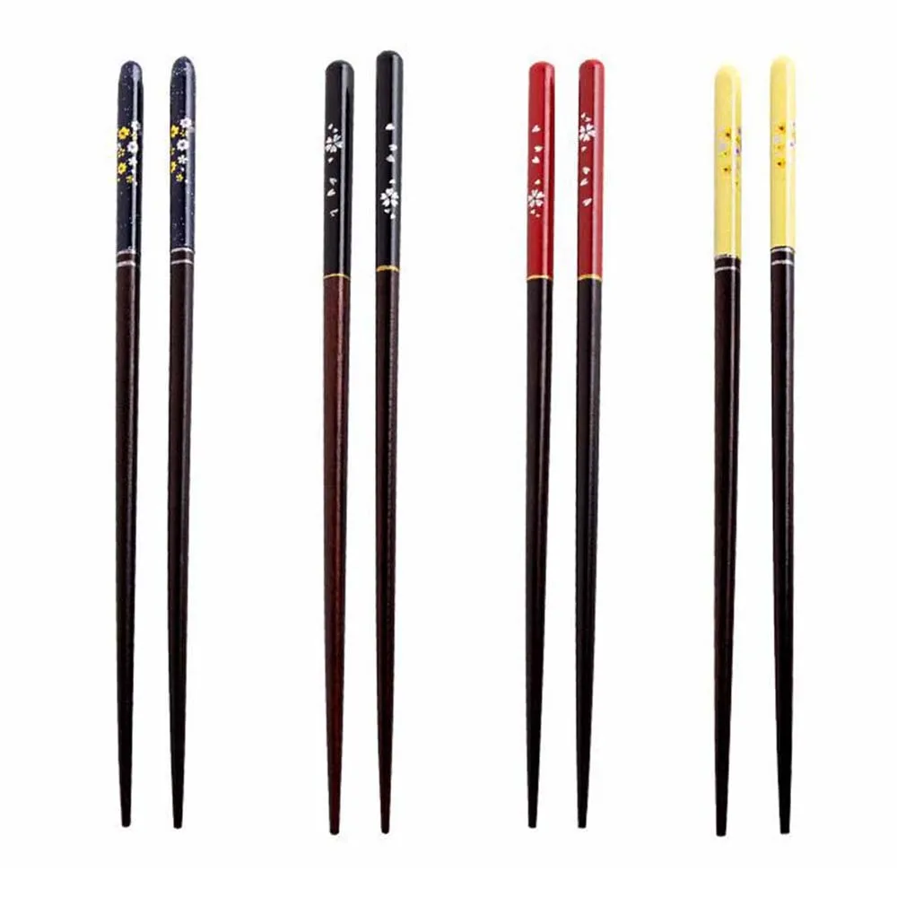 

Pairs Healthy Durable Wood Home Cherry Pattern Kitchen Tools Japanese Sushi Chopsticks Wooden Chopsticks Dinnerware Tableware