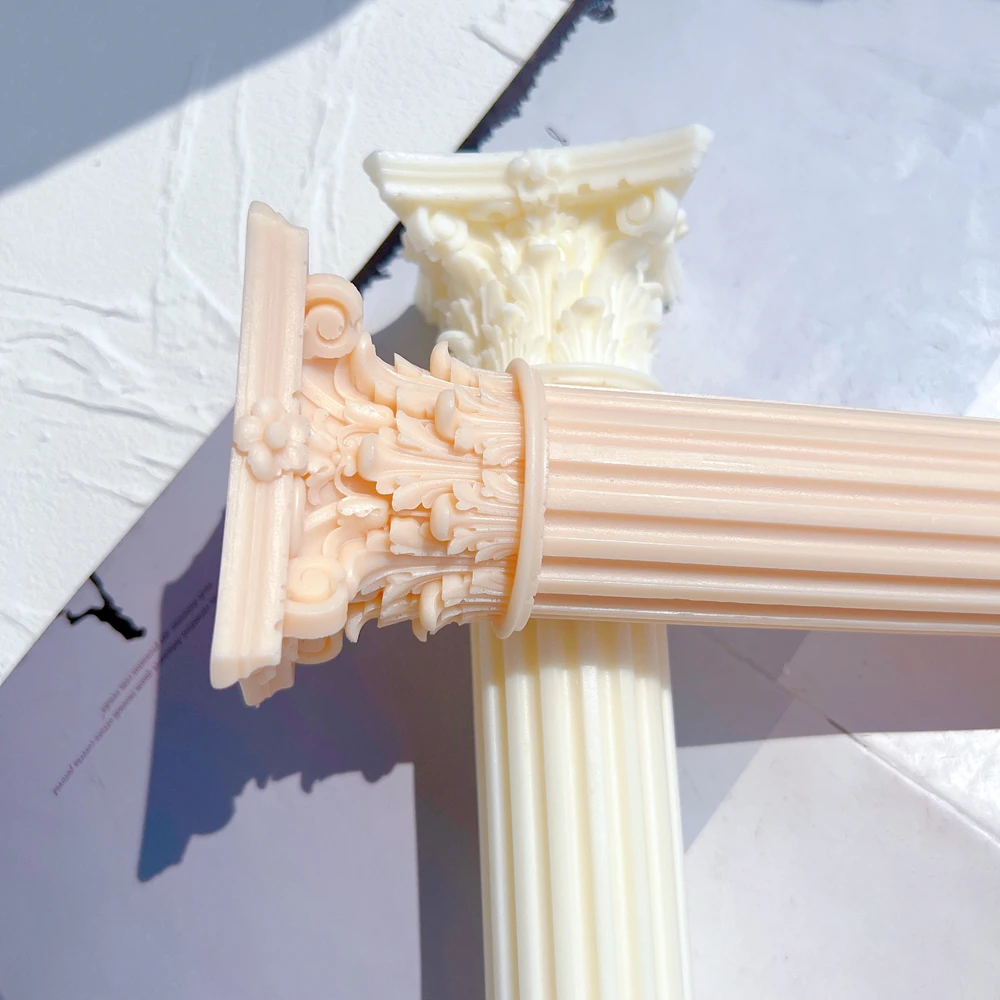 3D Architecture Sculpture Home Decoration Corinthian Column Silicone Mold Large Size Classic Greek Roman Pillar Candle Molds