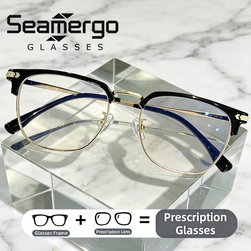SEAMERGO Myopia Presciption Glasses for Men Fashion Anti-blue Ray Women's Customized Glasses Hyperopia Unisex Eyeglasses Frames