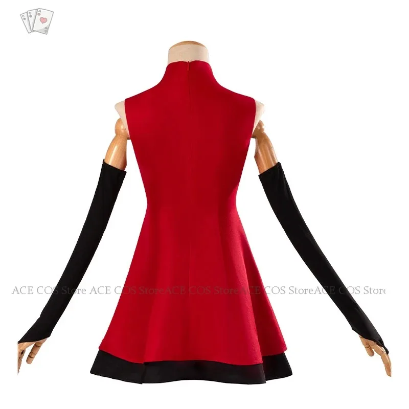 

qq78Request7Hazbin Hotel Morningstar Costumes Wig Red Dress Demon Fight State Outfit Anime Halloween Charlie Cosplay Clot