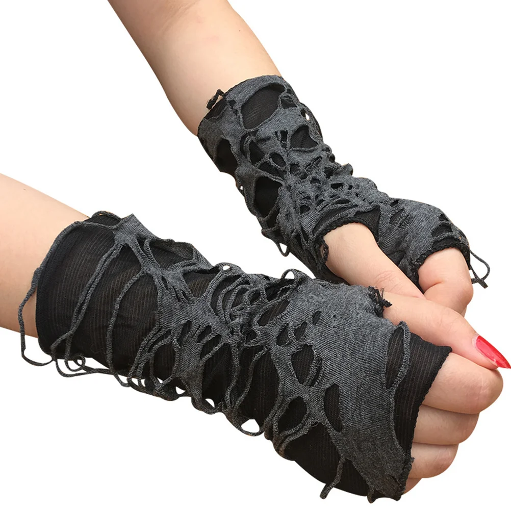 1 Paar fingerlose Punk-Handschuhe mit gebrochenem Loch-Design für Performance, Party, Konzert, Street Dance, Zubehör, fingerlose Handschuhe