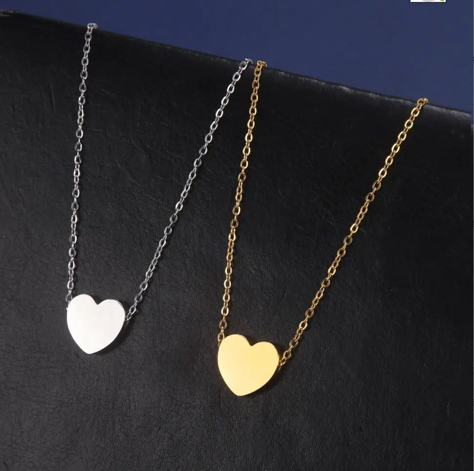 

1PC Stainless Steel Necklaces Small Flat Heart Pendants Chain Choker Jewelry Fashion Necklace For Women Jewelry Wedding F1233