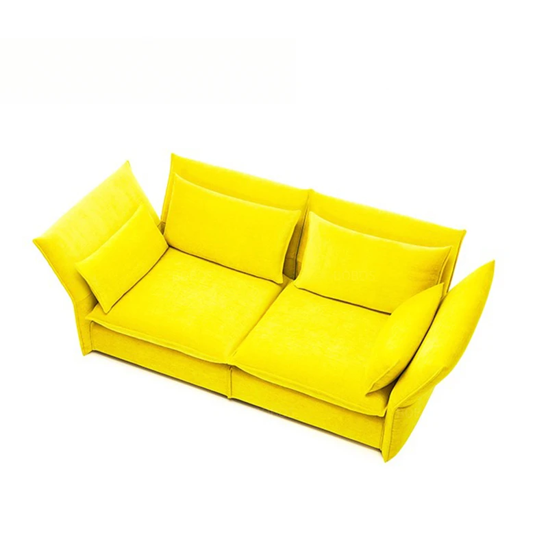 أريكة Wabi Sand Wind الإيطالية ذات الحجم البسيط على شكل فراشة أصفر ورمادي وأزرق مزدوج ثلاثي متعدد الوظائف #3