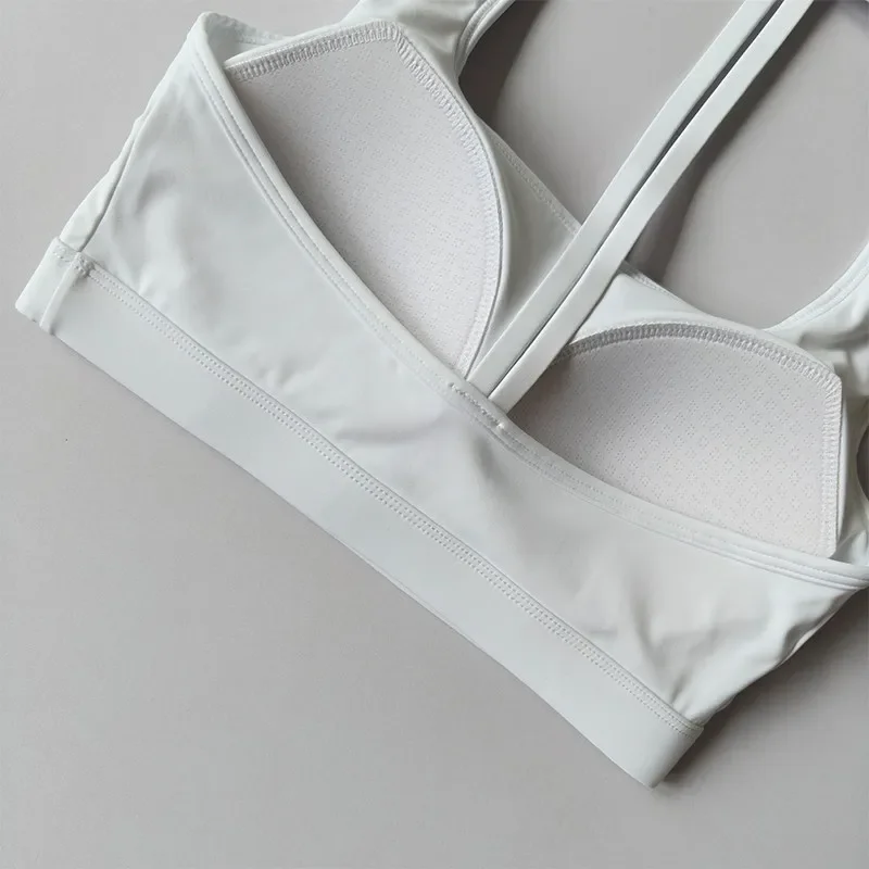 Women's T-shaped Quick Dry Halterneck Sports Bra Shock-proof Push-up Training Yoga Wear High-intensity Running Vest Gym One-cup