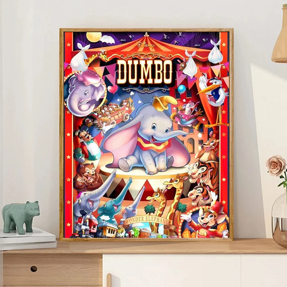 Disney DIY 5D Diamond Painting Dumbo Full Drill Embroidery Cartoon Cross Stitch Kits Diamond Gift Art Home Decoration