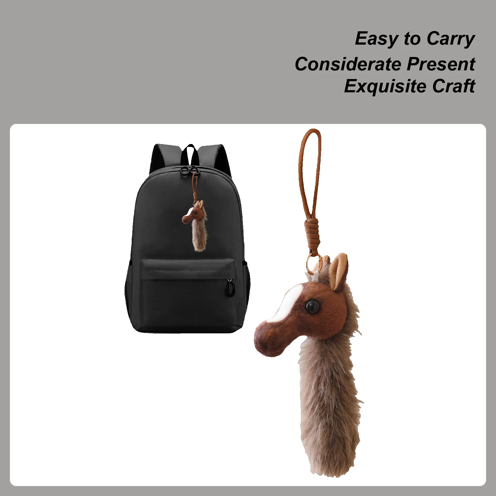 

Horse Bag Charm Cute Horse Head Keyring Plush Keychain For Women Men Kids Purse Wallet Backpack Decoration Home School