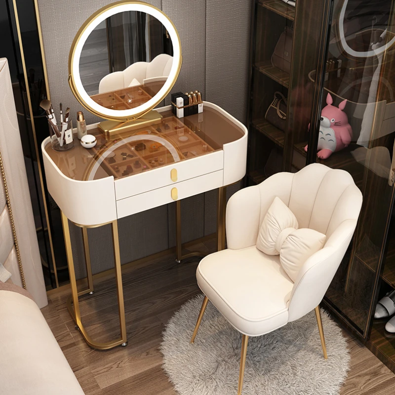 Storage Aesthetic Dressing Table Nordic Wood Narrow Metal Small Dressing Table Glass White Coiffeuse De Chambre Furniture