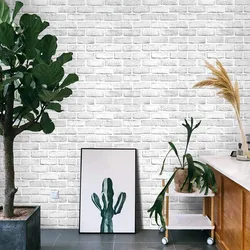 Peel and Stick Wallpaper 3D White Gray Brick Wall Paper Grey Self Adhesive Waterproof Removable Contact Paper for Walls Bedroom