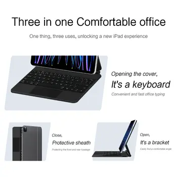 適用於 iPad Pro 11/12.9 吋 M4(2024/6/5/4/3/2022/2021/2020/2018/M2)、iPad Air 4/5(10.9/10)的妙控鍵盤無線智慧保護套 5 最佳銷售 iPad Air 1 - №5