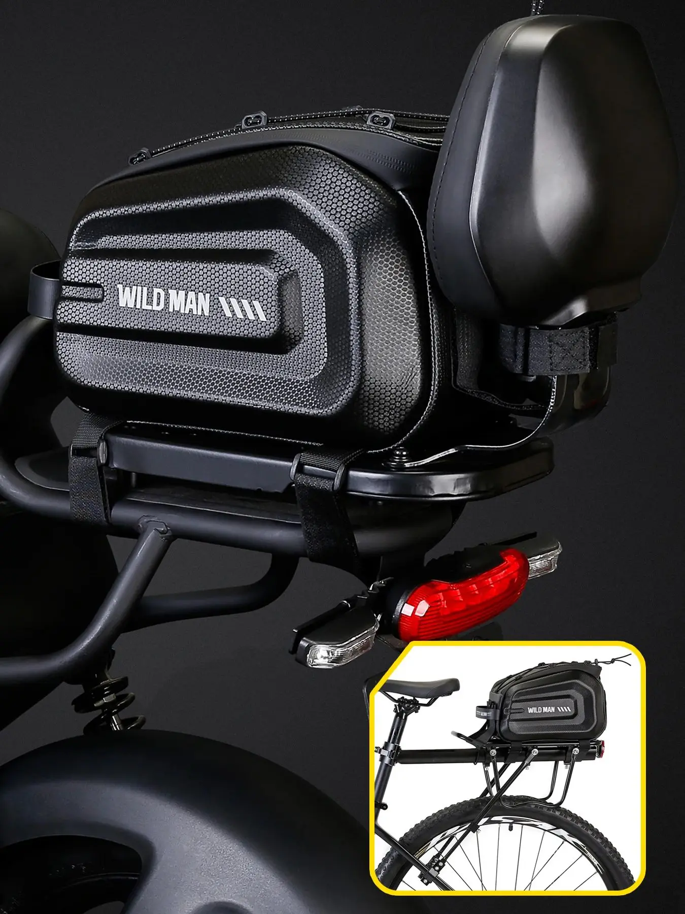 AliExpress WILD MAN Bike Rear Rack Bag Trunk Pannier EVA Hard Shell Waterproof Electric Bicycle Luggage Carrier Pouch Cycling Accessories