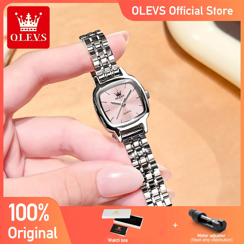 

OLEVS 5675 Women Watch Fashion Aesthetics Elegance Dual-Hue Original Quartz Movement Square Design Side Show Waterproof Watch