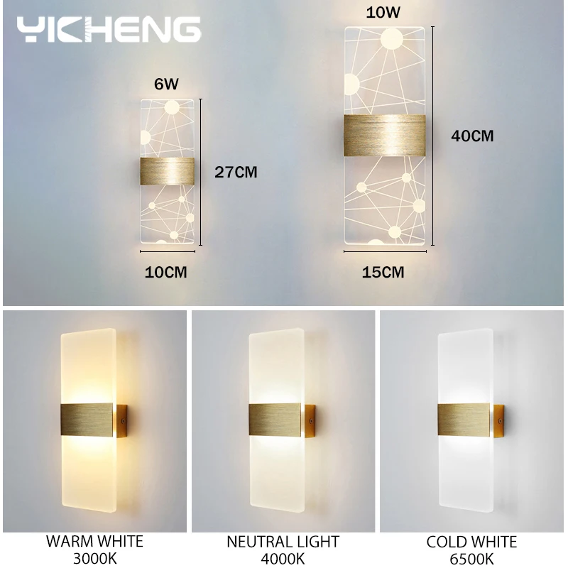 40cm Larger Size Acrylic Wall Light LED Indoor Sconce Lamp Bedroom Living Room Bedside Lamps Modern Nordic Decor 10W AC85-265V