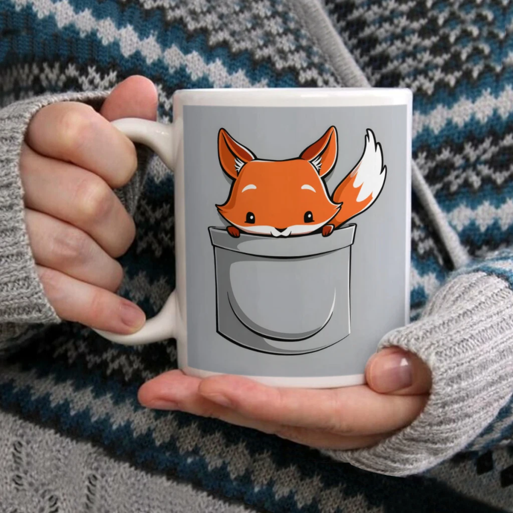 

Pocket FoxCoffee Mug Tea Cup 11oz Coffee Cup Funny Birthday Ceramic Mug Personalized Cup