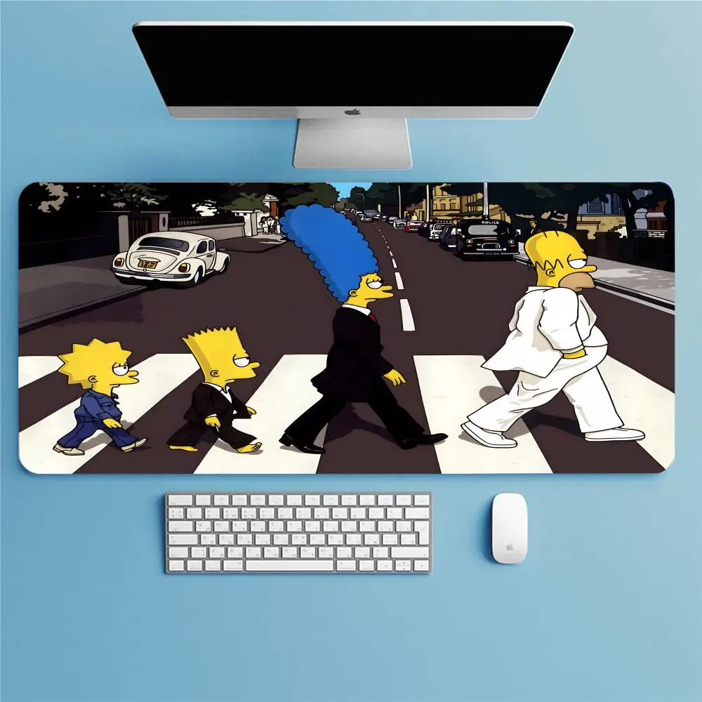 A-Anime fun The S-Simpsons-s Mouse Pad Trendy brand cool & simple style rubber mouse pad oversized edge-locked student dormitory