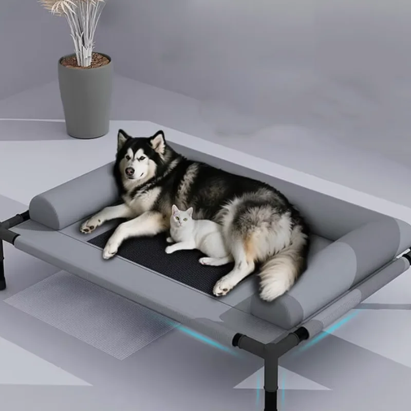 냉각 기능이 있는 강아지 코트 침대, 베개 포함, 통기성 메쉬, 세탁 가능한 애완동물 가구, 실내외 캠핑, 파티오, 일광욕용