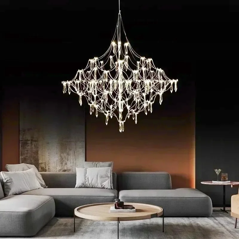

Modern creative crystal chandelier, living room, dining room, bedroom, stainless steel chandelier, indoor decorative lighting