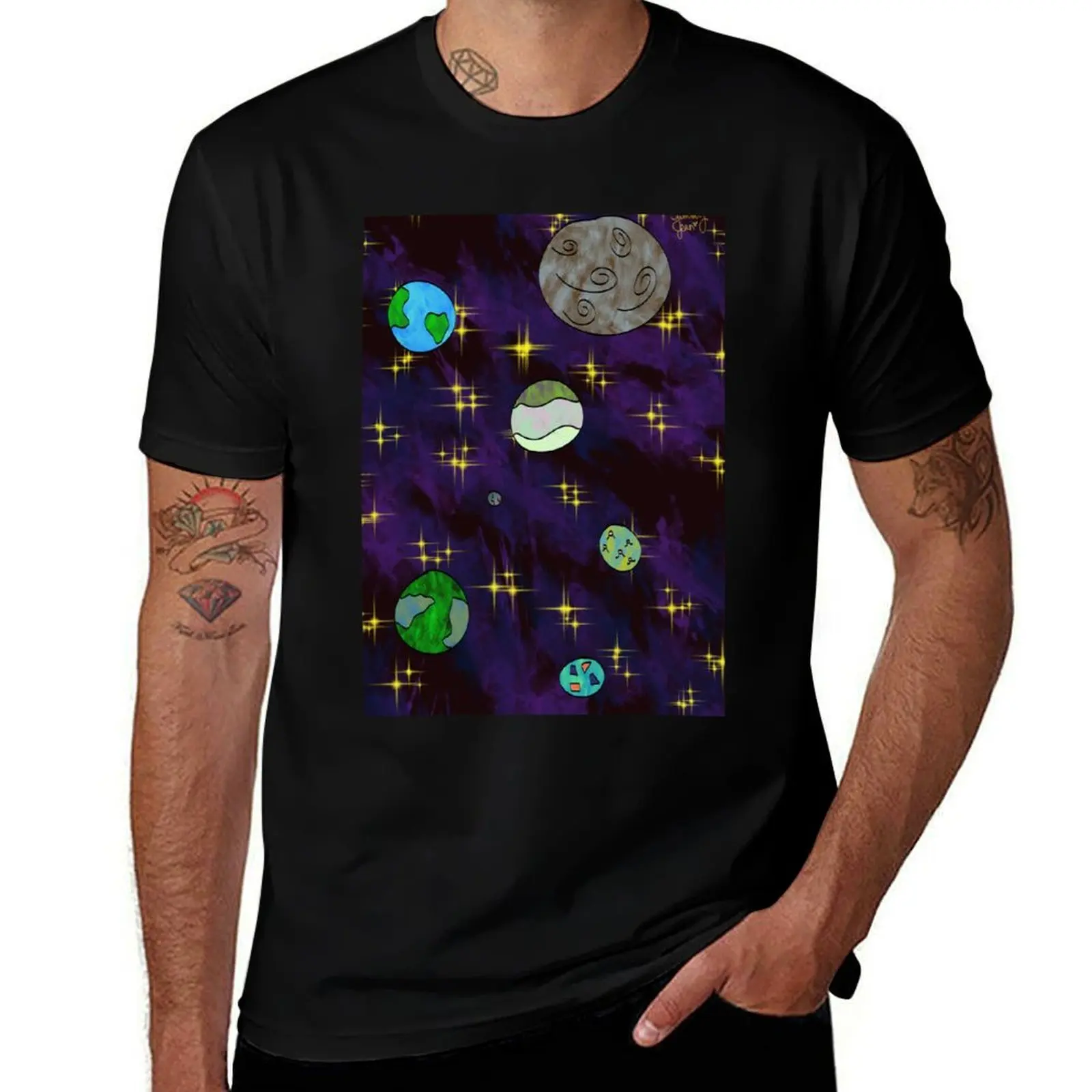 

The Stars and Planets T-Shirt basketball graphic tees fashion shirts luxury t-shirt workout shirts for men