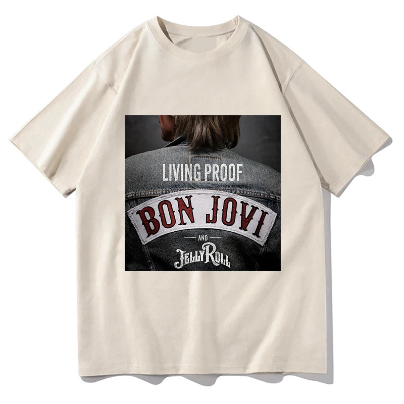 Camisetas del álbum Living Proof de Bon Jovi Jelly Roll 2026, estilo Harajuku, cuello redondo, casual, estética, de algodón puro, a la moda, regalo informal, tops