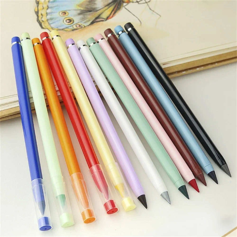 12-color Erasable Colored Pencils for Children, Student Drawing Pencils, Refillable Without Sharpening,Sturdy and Durable 14.5cm