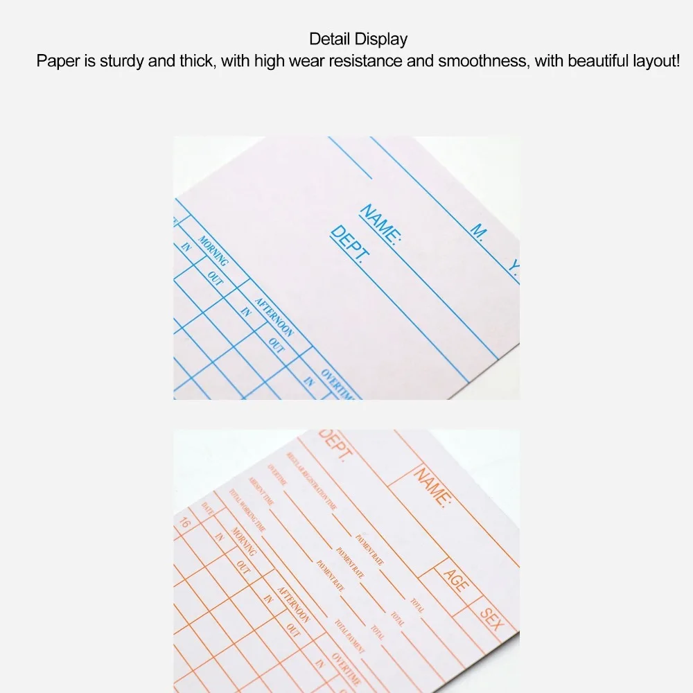 100Pcs Convenient Paper Time Clock Card Dual Sided Practical Employee Time Card Lightweight Weekly Time Card Daily Work