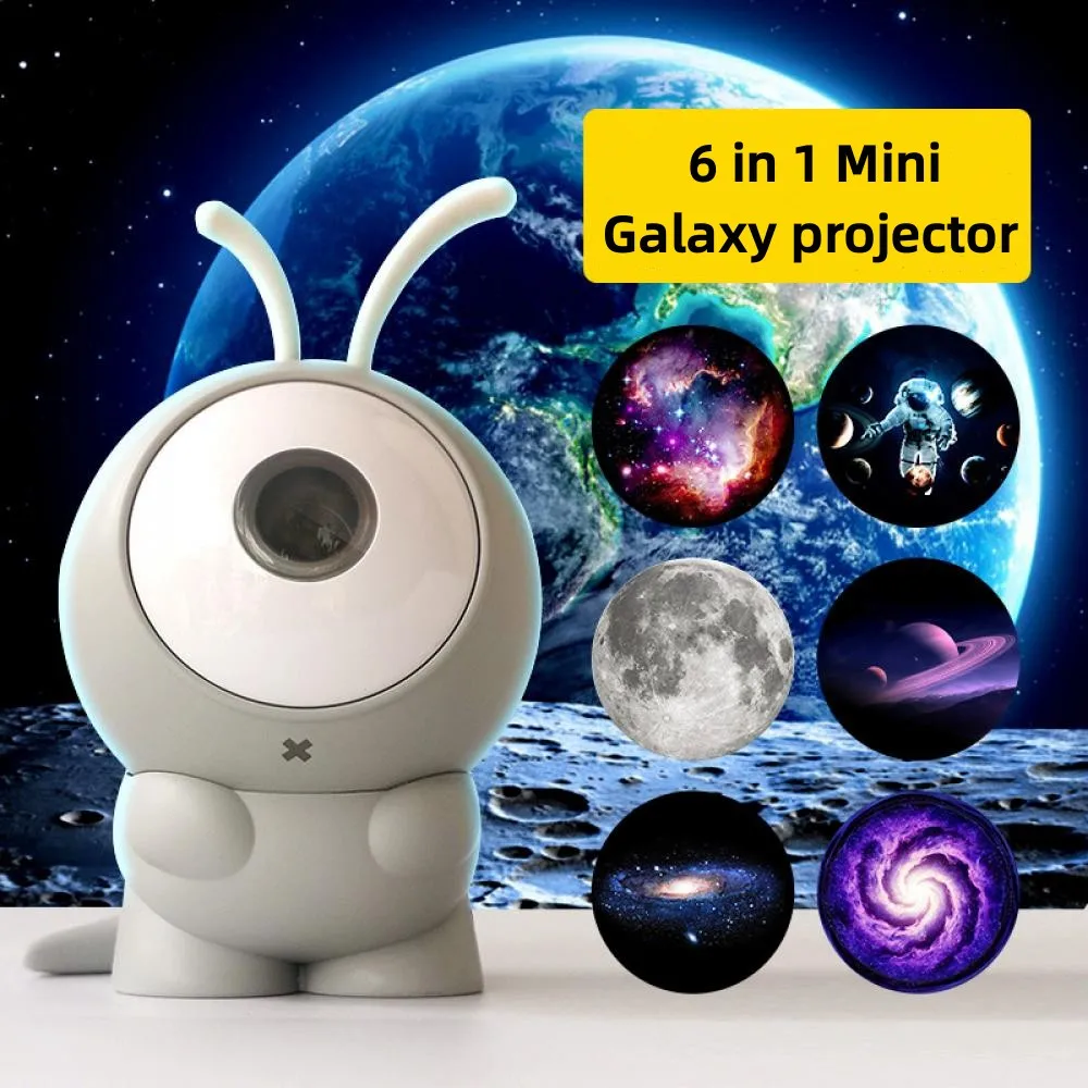 Proyector de galaxia 6 en 1 para dormitorio de niños, lámpara de planetario giratorio 360, bonito proyector de cielo estrellado, regalo del Día de