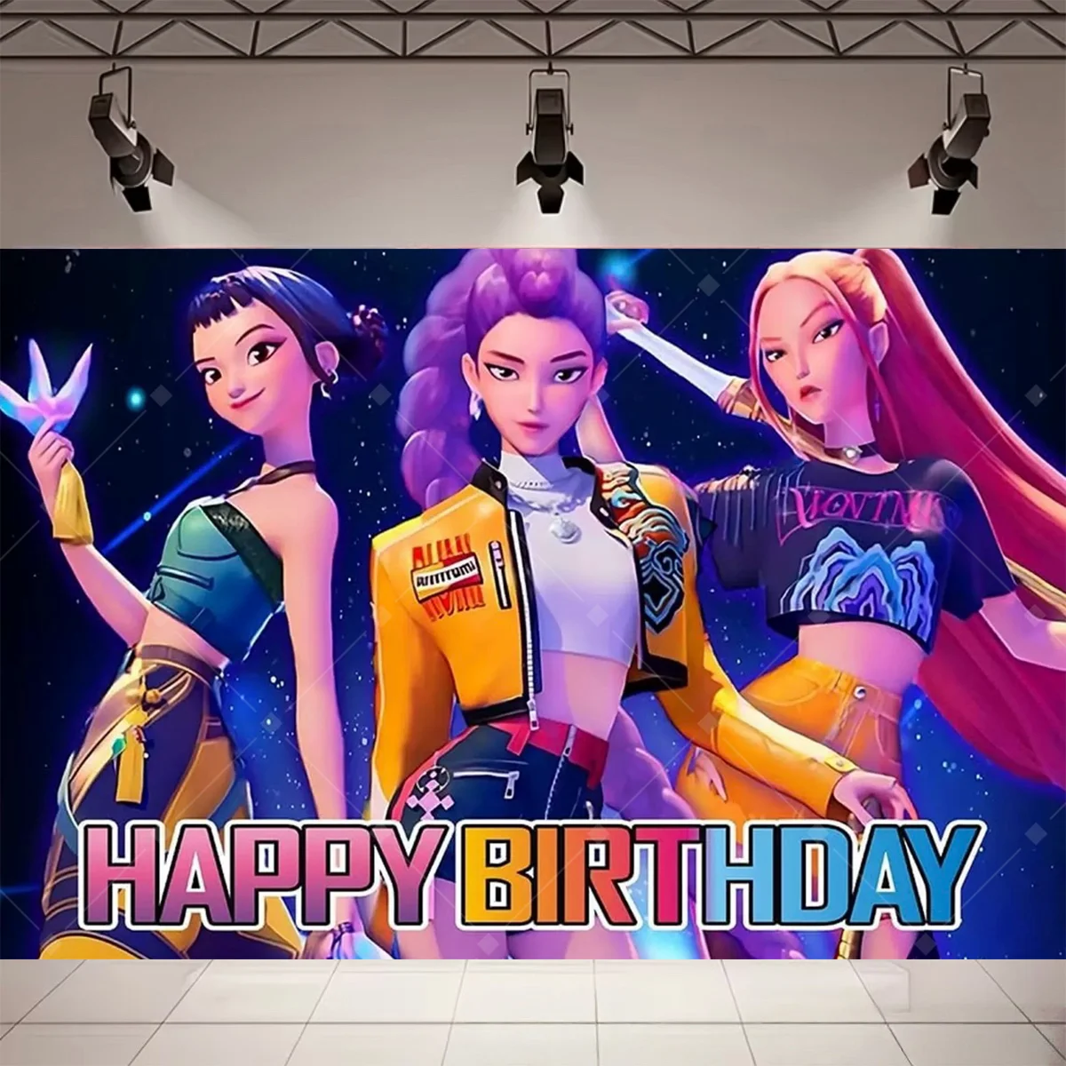 Wunderschöne Kpop-Themen-Geburtstagsparty-Dekoration für Mädchen, Hintergrund mit Rosa Dämonen, Geburtstagsparty-Zubehör, Dekorationsbanner, Taufgeschenk für Babys – Detail 6