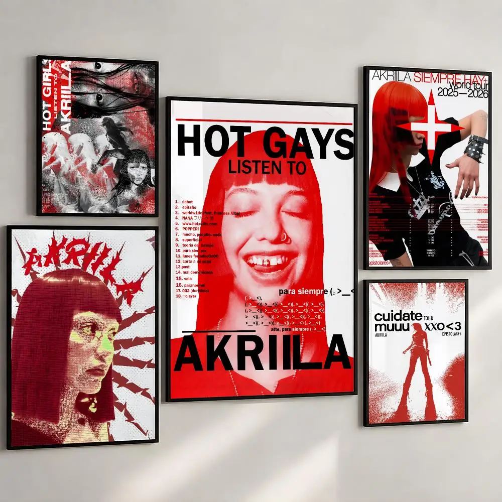 Rapper Akriila Latin Urbano Pop Poster PP Wall Art Print Removable Water-Resistant Home Decor for Bedroom Apartment Gift