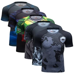 MMA Rashguard Jiu Jitsu T-shirt Bjj Męskie koszulki kompresyjne Krótkie szybkoschnące koszulki sportowe do biegania Tee Koszulka bokserska Męska koszulka