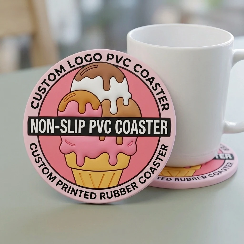 Custom Logo PVC Round Coaster Personalized Non‑Slip Heat Resistant Cup Mat Table Decor for Home Party Gift