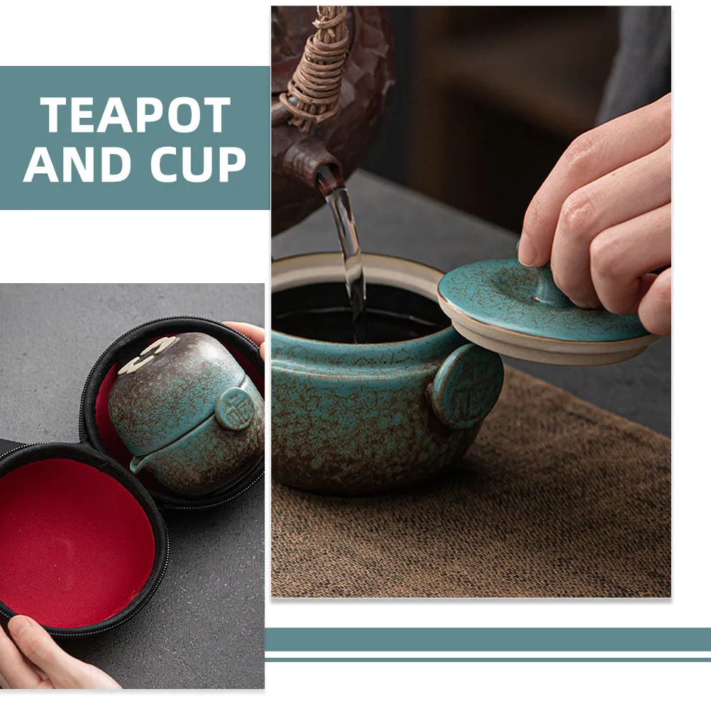 Ceramic Portable Travel Tea Set with Kung Fu Teapot and Cups – Compact Chinese Porcelain Tea Kit for Adults