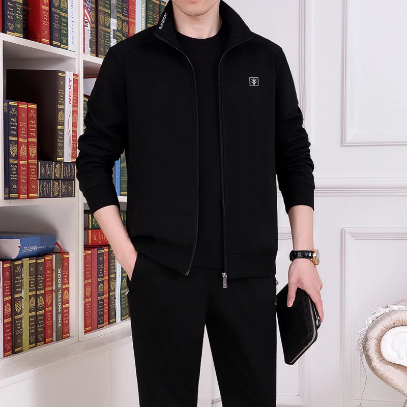 

Мужской повседневный спортивный костюм-тройка для отцов, весенне-осенний, новый, для мужчин среднего и старшего возраста, одежда для фитнеса