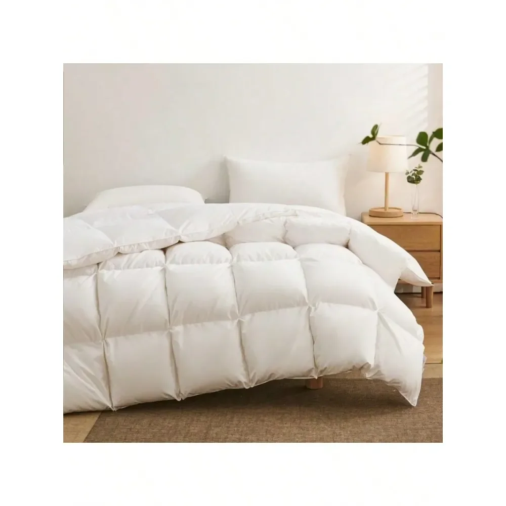 Duvet Insert , Quilted Grid Fall Winter Warm Comforter Microfiber Duvet With Down Alternative Filling Soft Breathable Quilt With