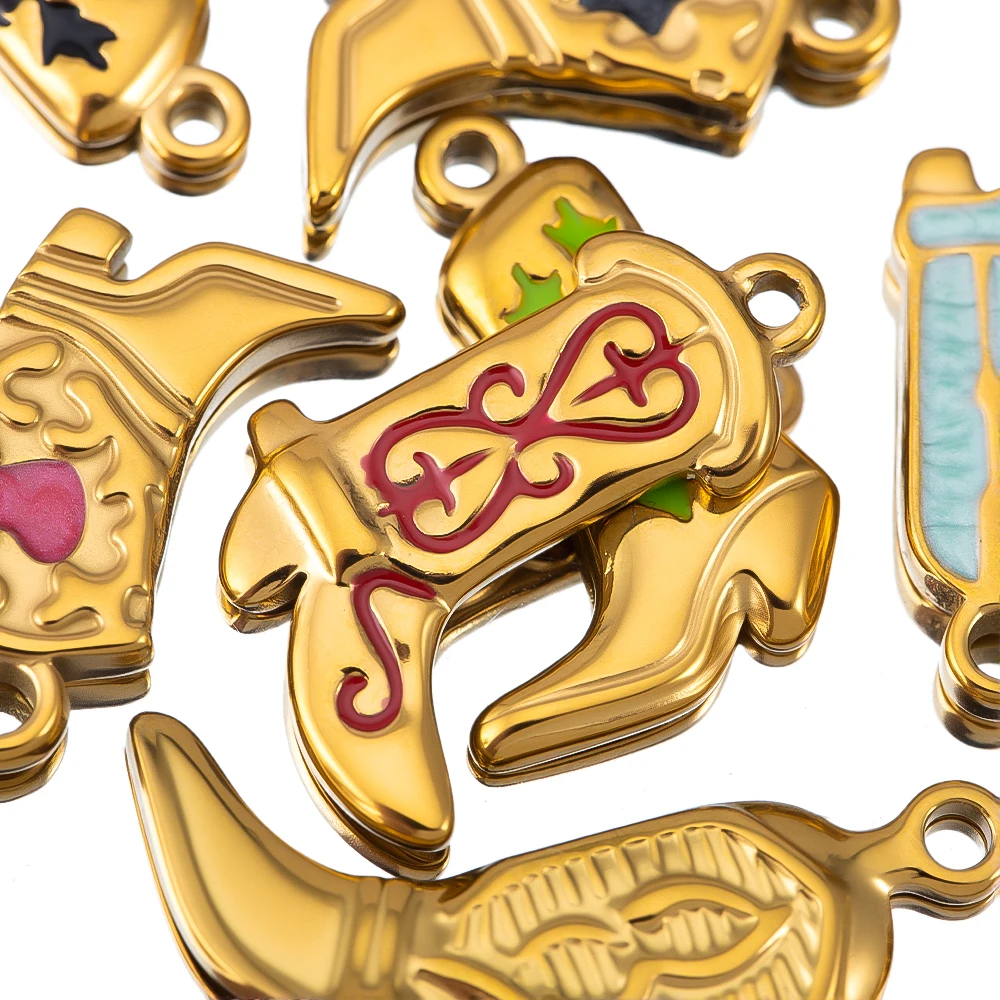 5pcs Stainless Steel Gold Color PVD Plated Boots Charms Pendant for DIY Necklace Bracelet Earring Jewelry Making Accessories image 2