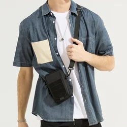 Men's Crossbody Casual Bag Fashion Trend Shoulder Phone Bag Waterproof Oxford Cloth Tactical Style Lightweight Portable Bag