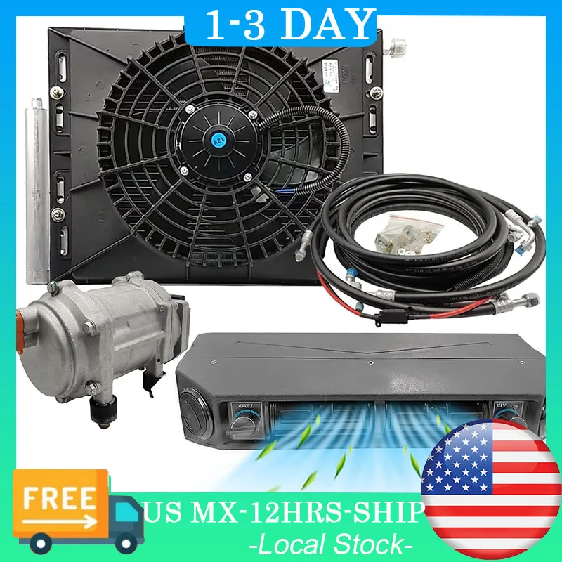 Aspligo 12V 24V Electric Car Air Conditioner Heat and Cool Underdash Air Conditioning for Automotive Truck Camper Van Motorhome