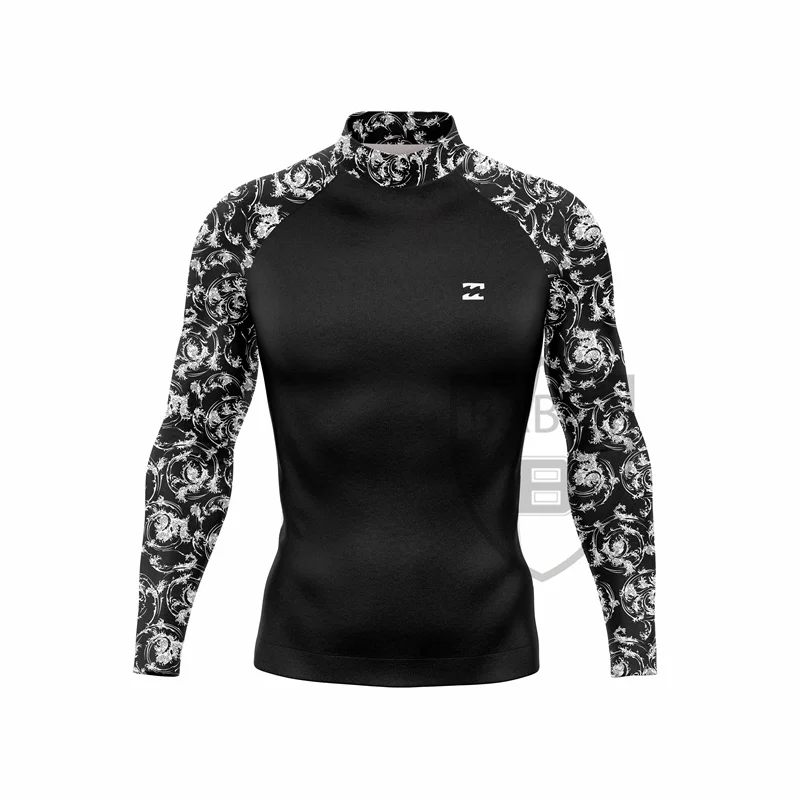 2023 Men\'s Long Sleeve Surfing Shirt Rashguard UV Protection Lycra Swimwear UPF Diving Suit Gym Cheerful Clothes