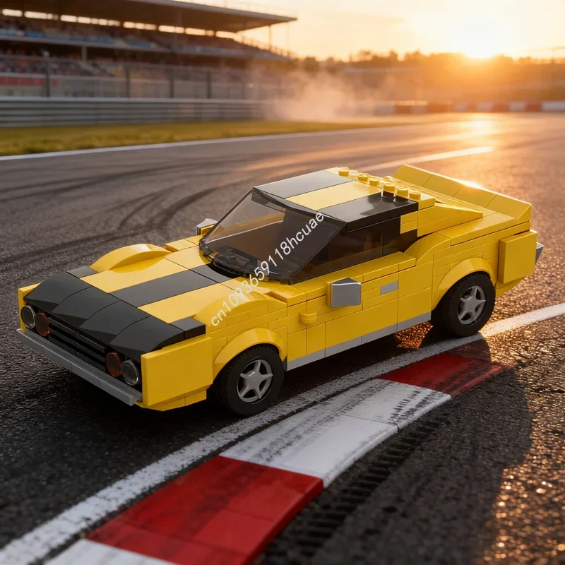

314 деталей MOC AMC Javelin Yellow City Champions Supercar: Конструктор, модель суперкара, рождественский подарок, креативная идея, игрушка-конструктор, на день рождения