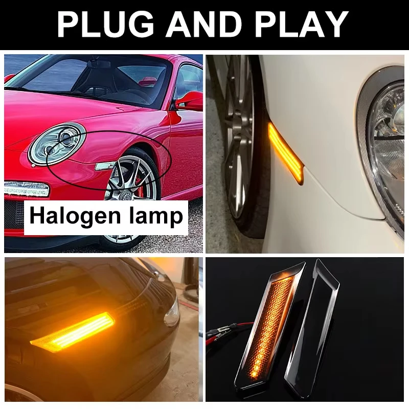 

2PCS For 911 GT2 GT3 997 2006-2008 987 Boxster 987C Cayman 2006-2012 LED Side Marker Lights Turn Signal Light