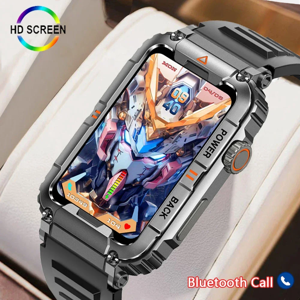 Men's 2024 Military Smartwatch Android IOS Compatible. IP68 Waterproof 1.85